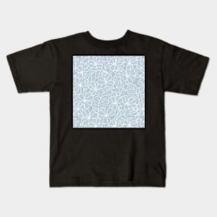 Coastal Blue and White Leaf Pattern Kids T-Shirt